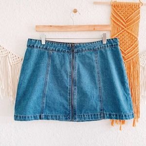 Altar'd State Zip Front Denim Mini Skirt